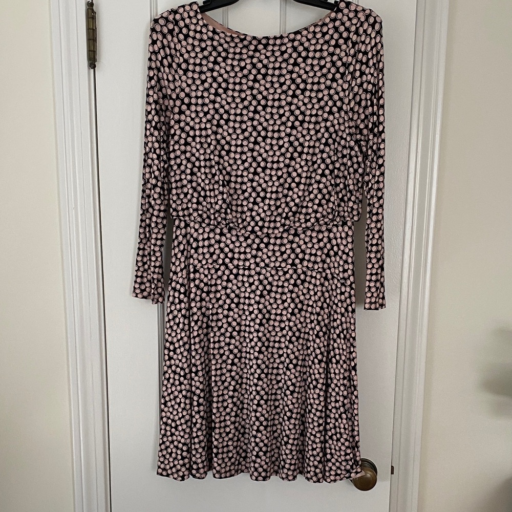 Boden Long Sleeve Dress in Black and Pink Dots